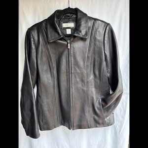 Vintage Preston & New York Fitted Genuine Lambskin Black Leather Size L $120